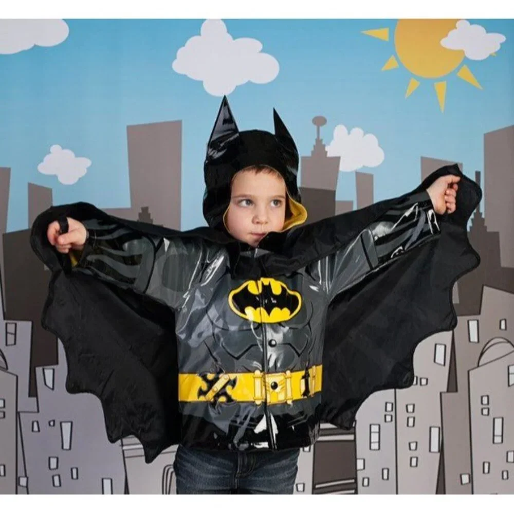 Western Chief Kids Batman Everlasting Rain Coat Lined Cosplay Costume Unisex NEW